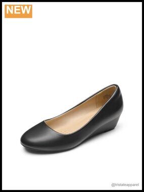 Women's Wedge Heel Dress Pumps Round Toe Low Heel Comfort